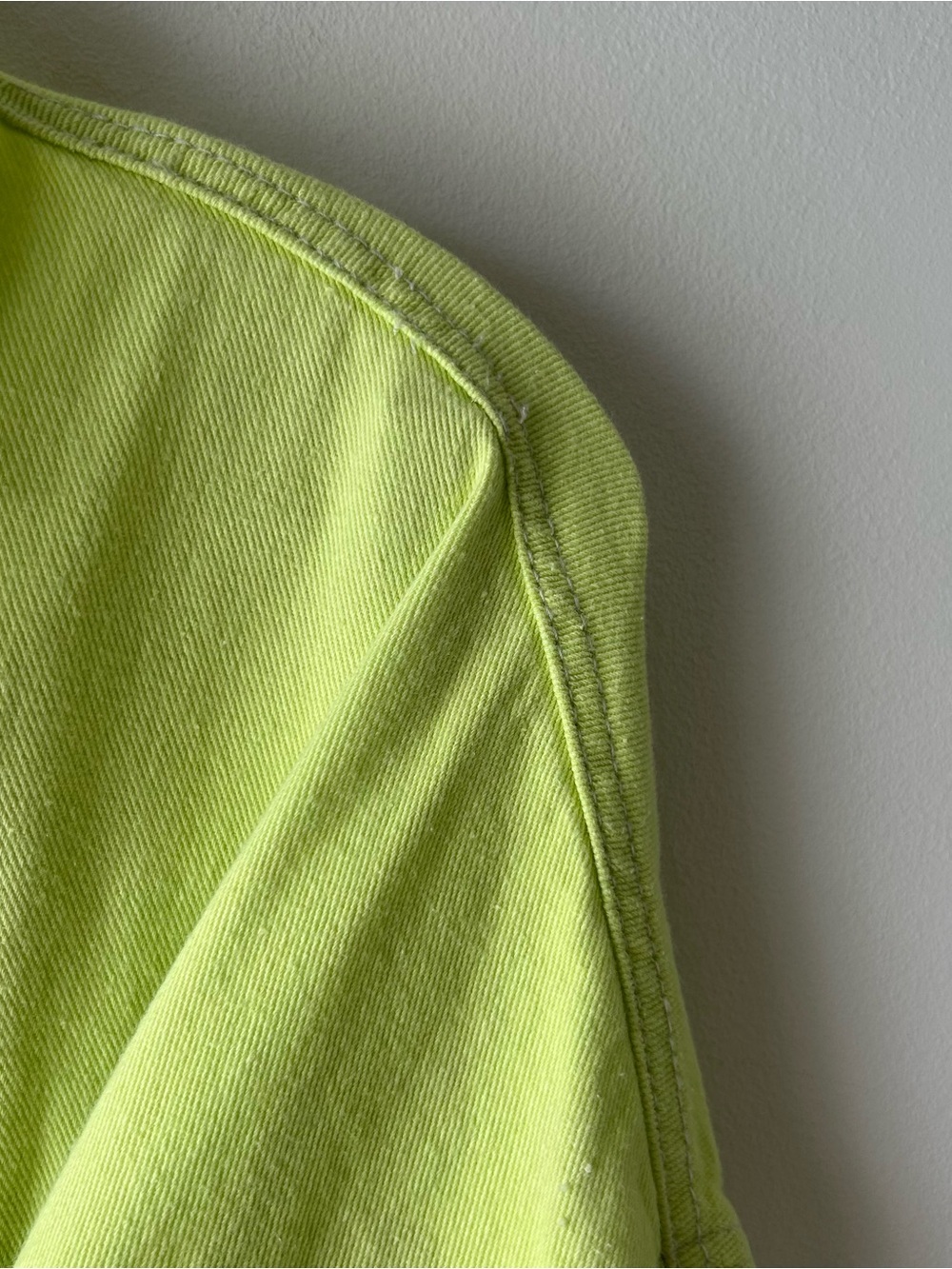 POL Oversized Frayed Worn Shacket Jacket Top Neon Green White M - Picture 11 of 11